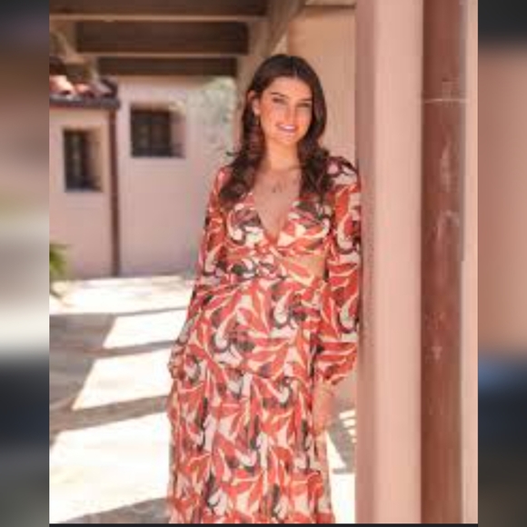 Gianni Bini Orange and Black Abstract Maxi Dress - Picture 2 of 7